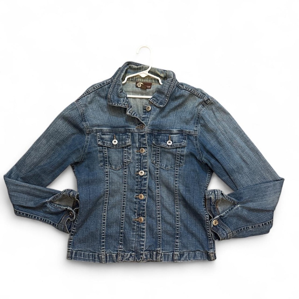 Rafaella Denim Jacket Womens Size 6 Medium Wash Button Front Jean Jacket